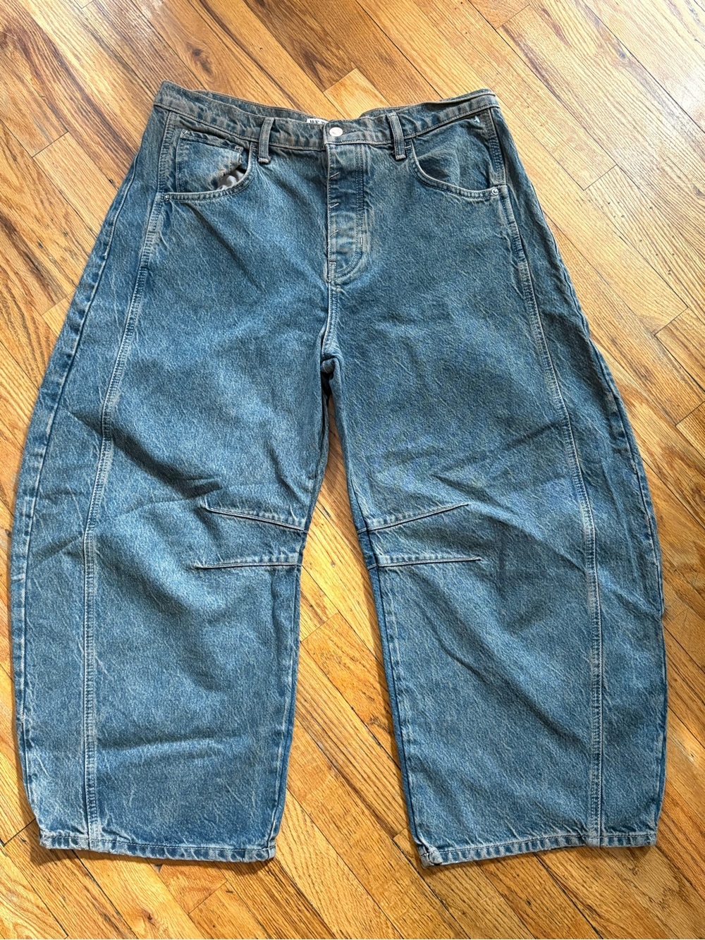 We The Free Relaxed Dark Blue Denim Barrel Jeans